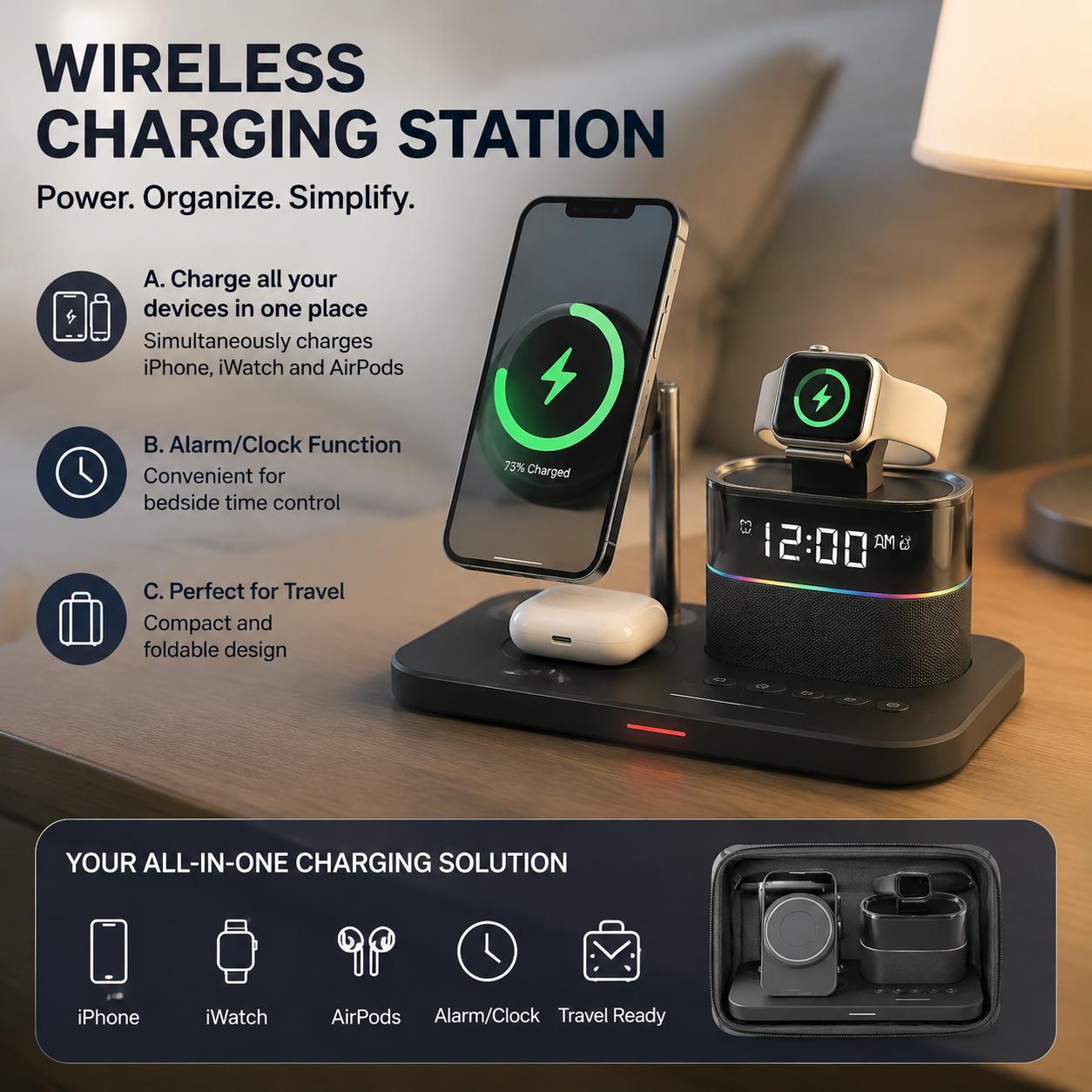 Desk Charging Station - محطة شحن لاسلكية مغناطيسية للهواتف سلسلة