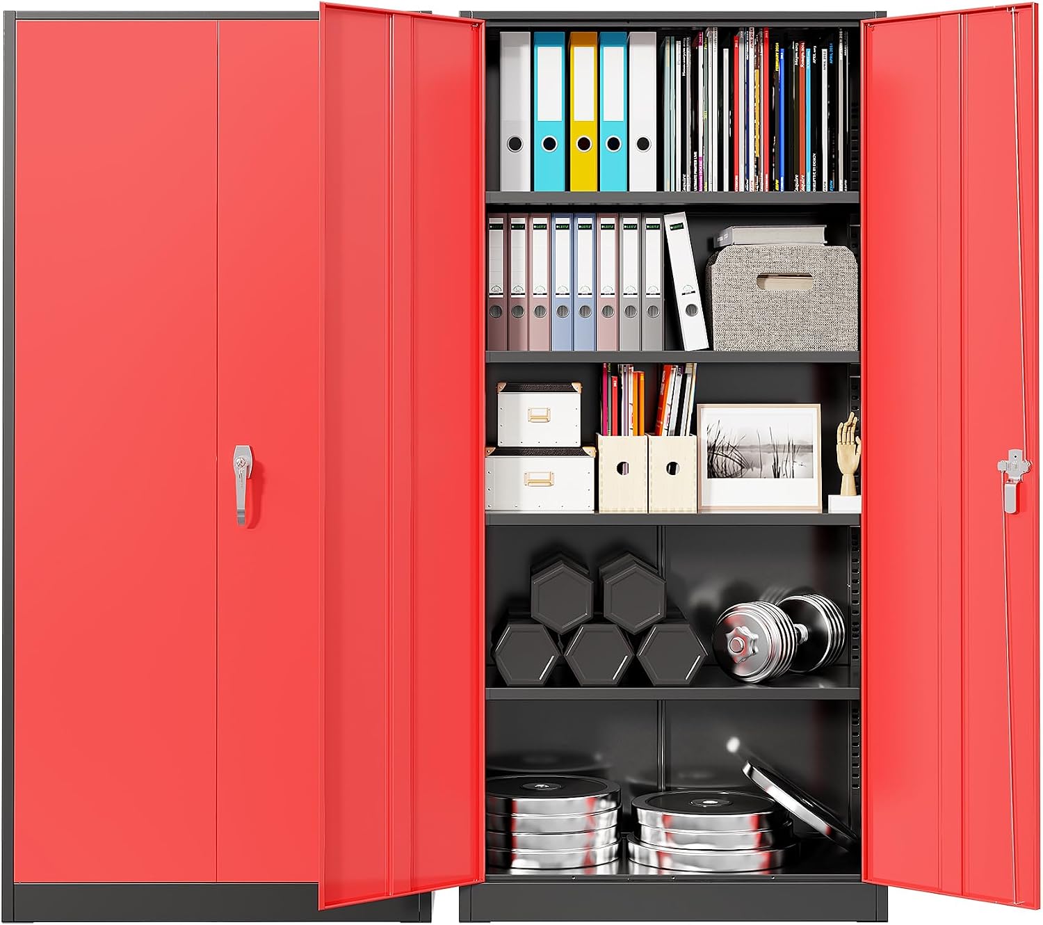 Home Office Organization - خزانة تخزين معدنية متينة للمرآب، خزانة