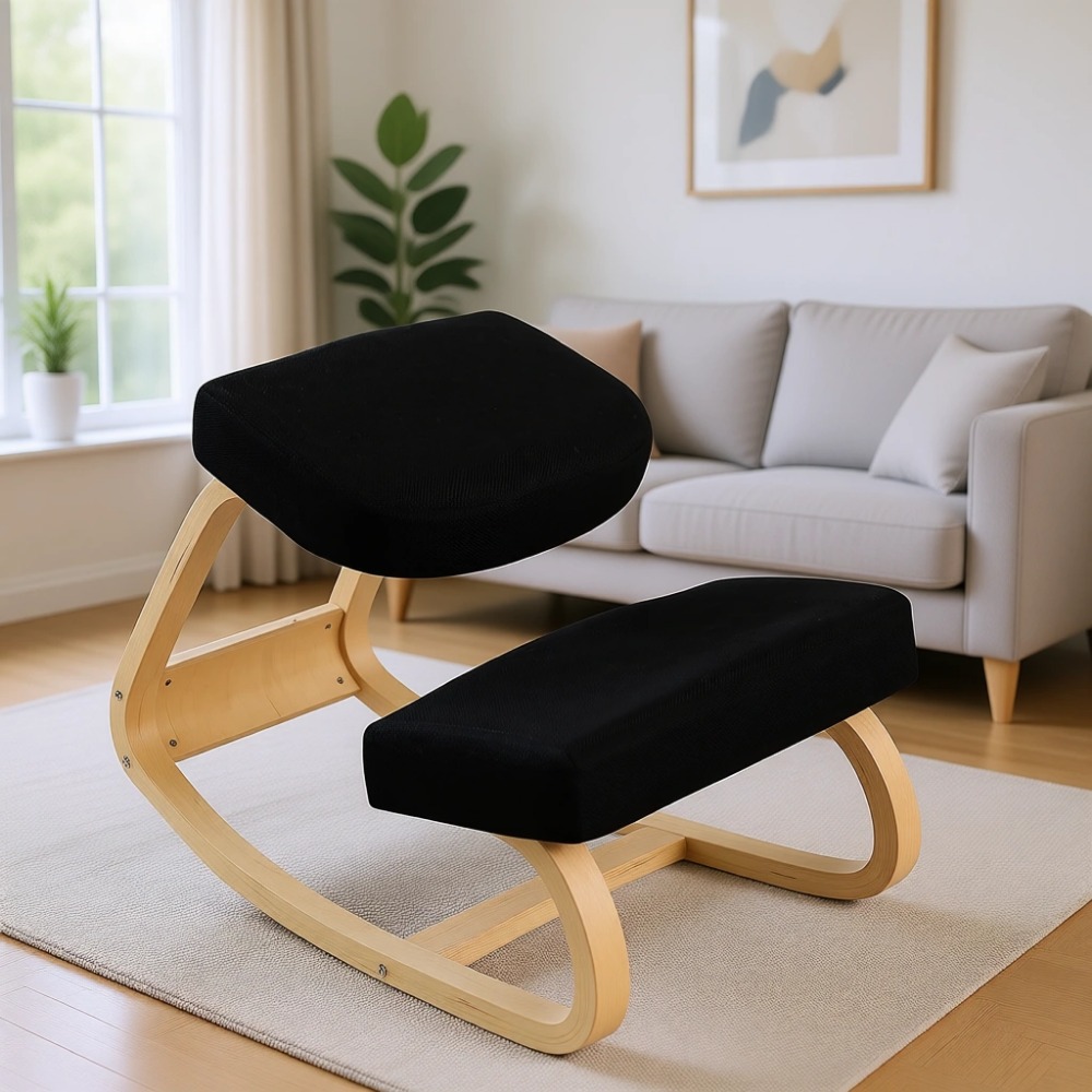 Home Office Ergonomics - كرسي هزاز خشبي مريح مع وسائد