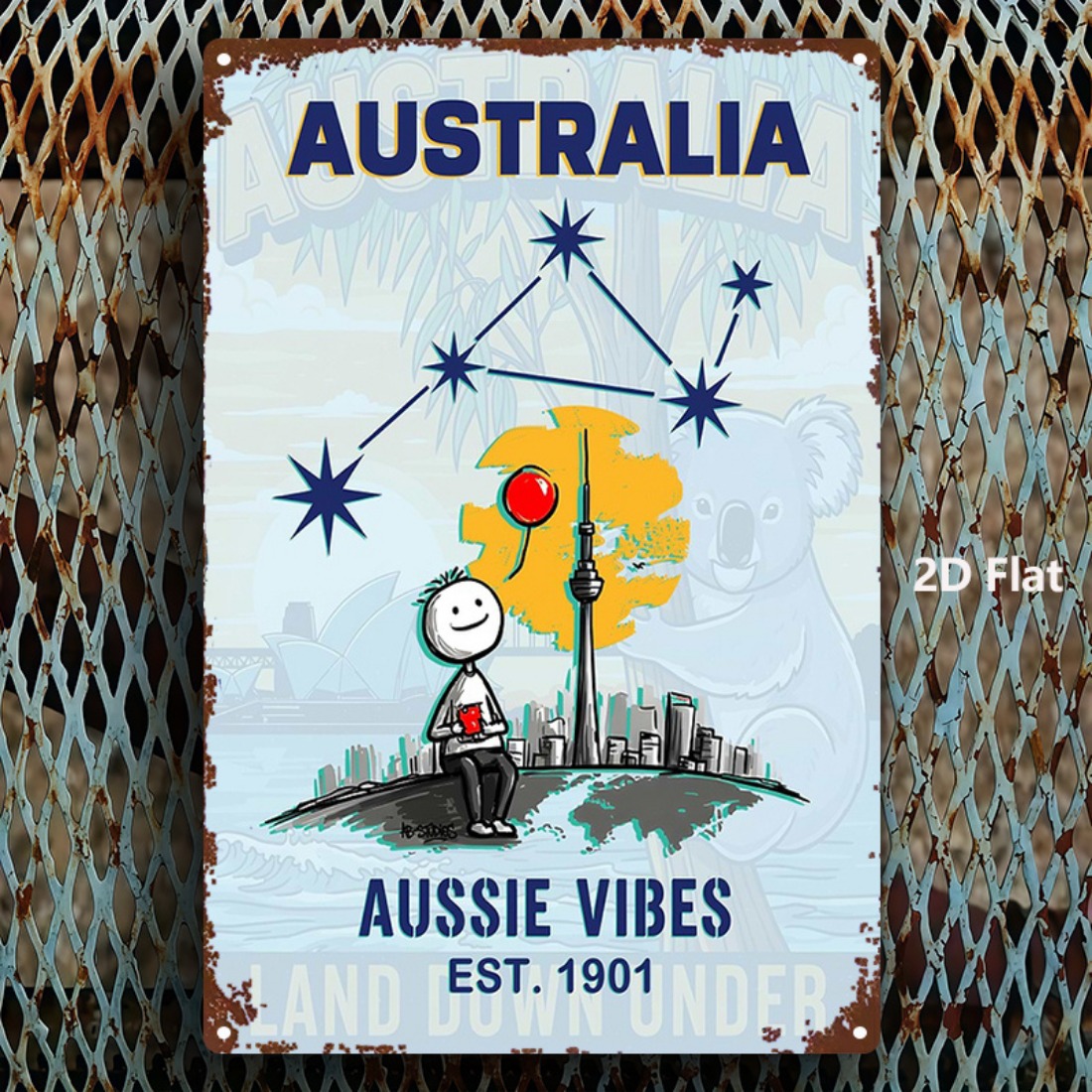 Home Office Australia - لافتة معدنية مسطحة ثنائية الأبعاد قطعة