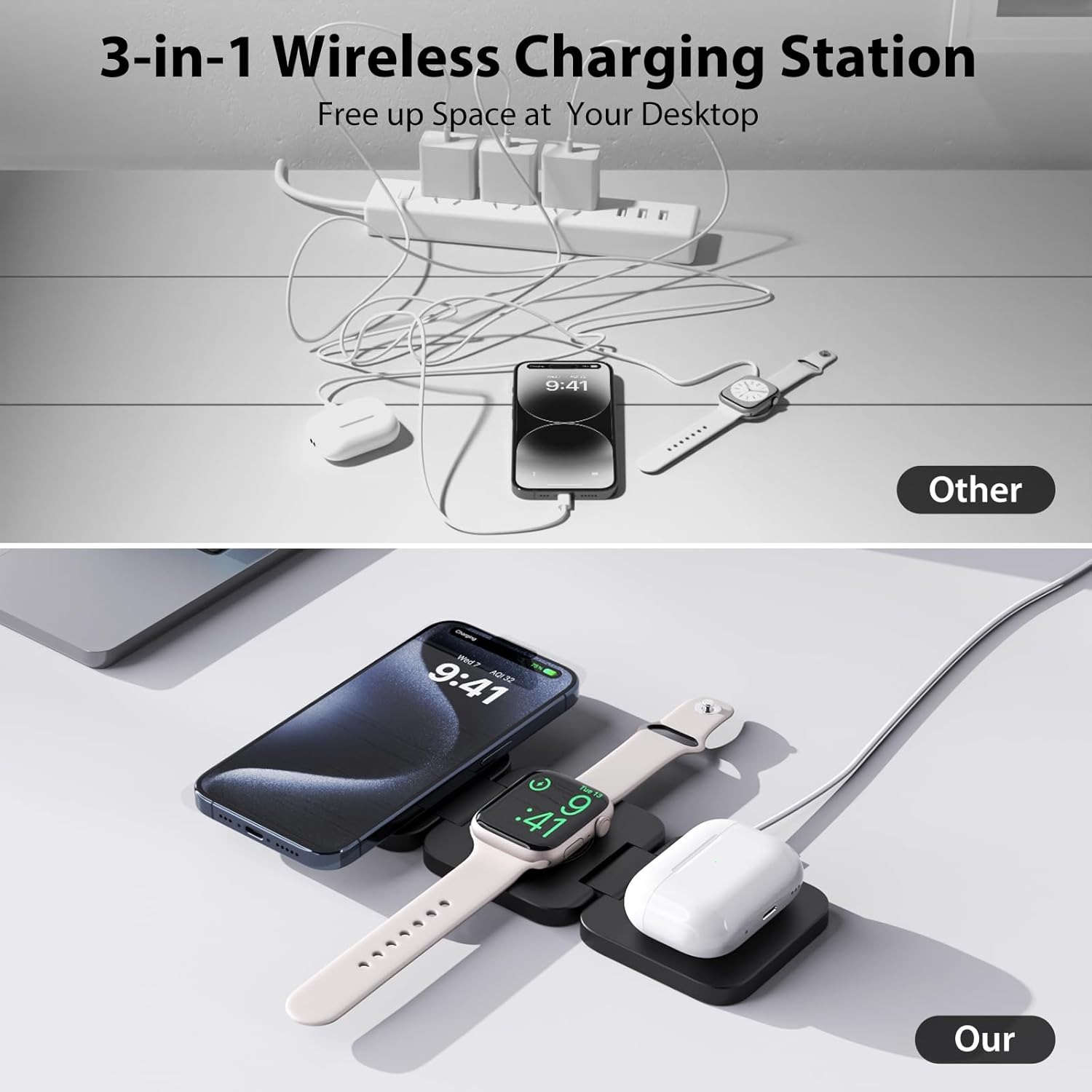 شاحن لاسلكي سريع 3 في 1 قابل ل - مراجعة Desk Charging Station وسعره