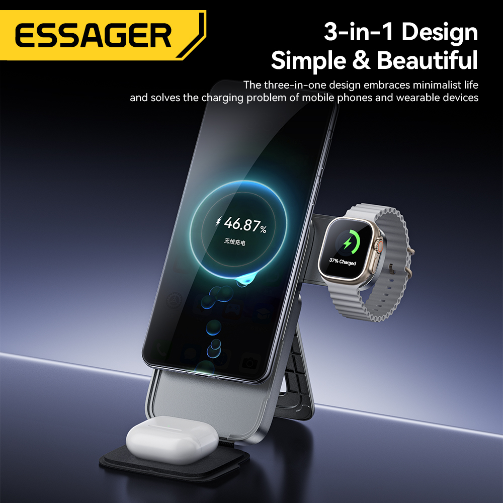 Essager 3 في 1 حامل شاحن لاسلك - مراجعة Desk Charging Station وسعره