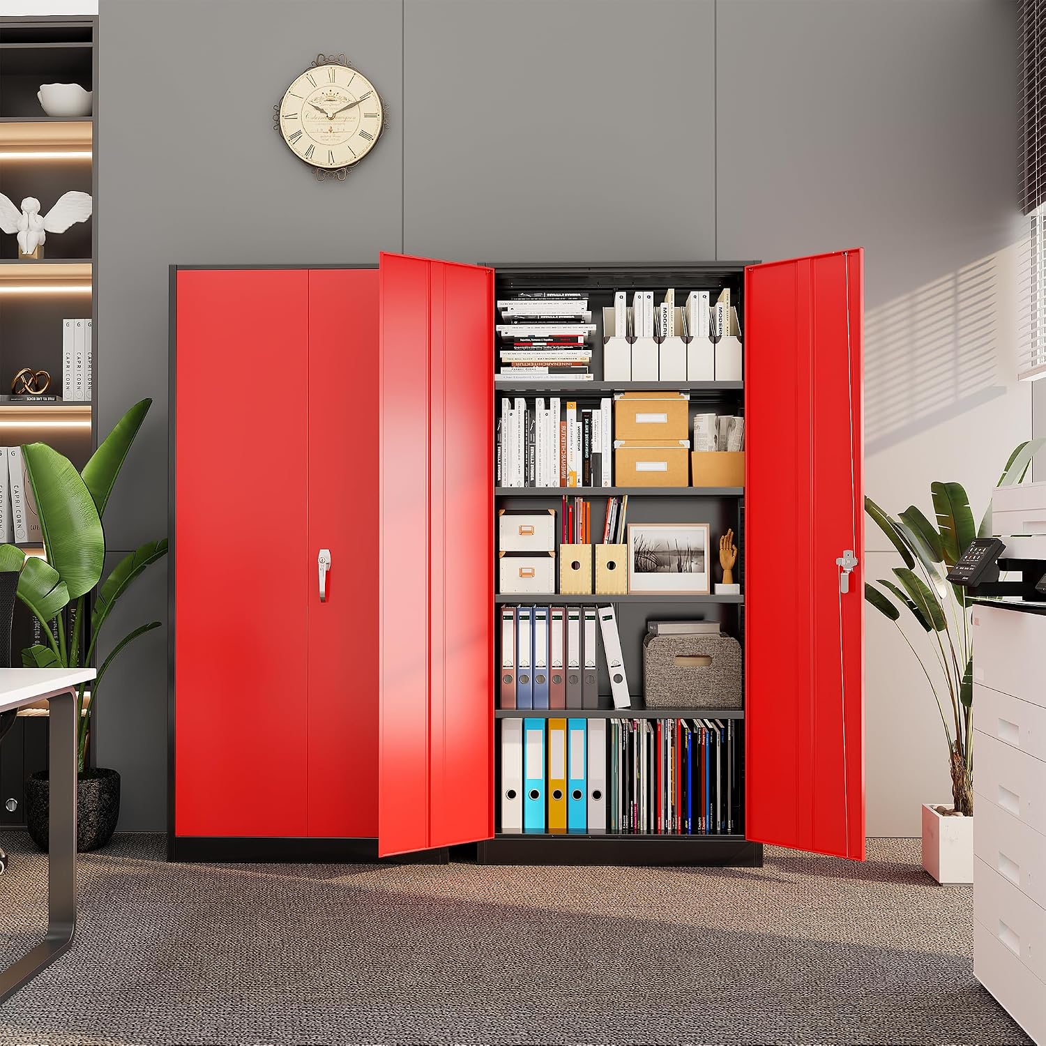 خزانة تخزين معدنية متينة للمرآ - مراجعة Home Office Organization وسعره