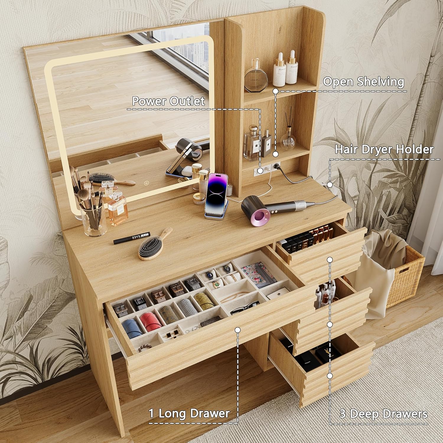 طاولة زينة لغرفة النوم من خشب  - مراجعة Desk Charging Station وسعره