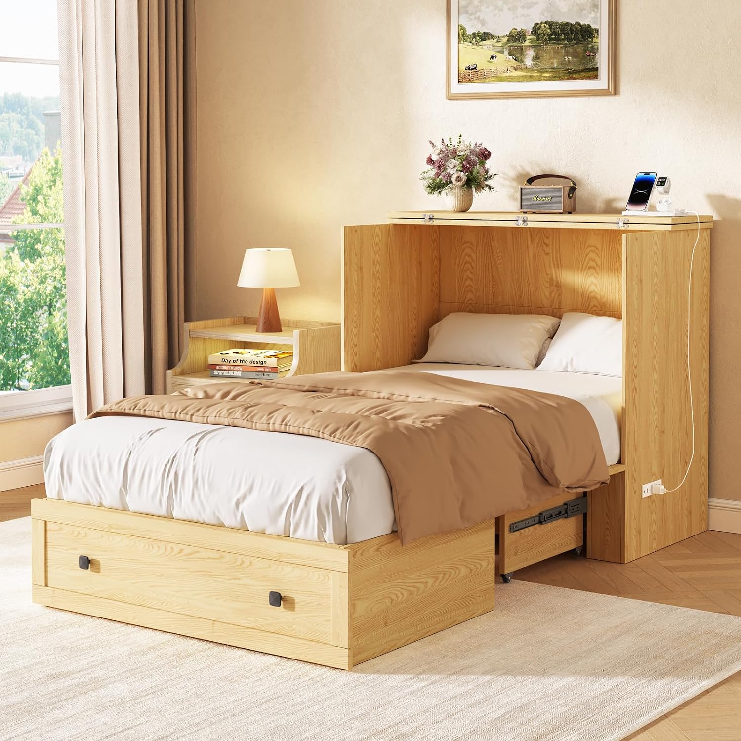 سرير مورفي موفر للمساحة بحجم ت - مراجعة Home Office Guest Room وسعره