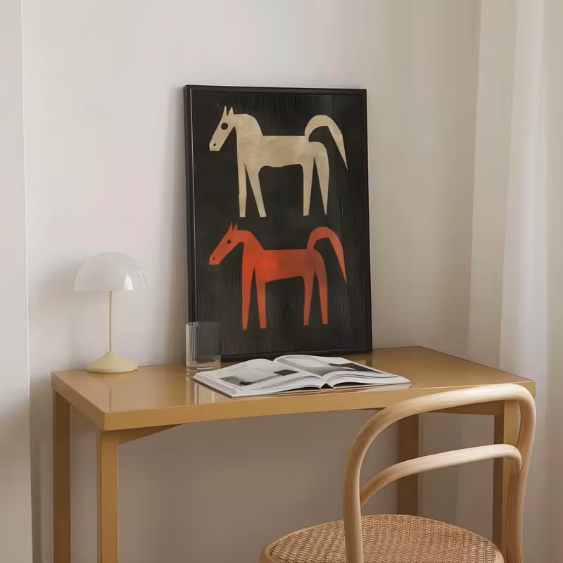 ملصق جداري على شكل لوحة قماشية - مراجعة Home Office Interior Design وسعره