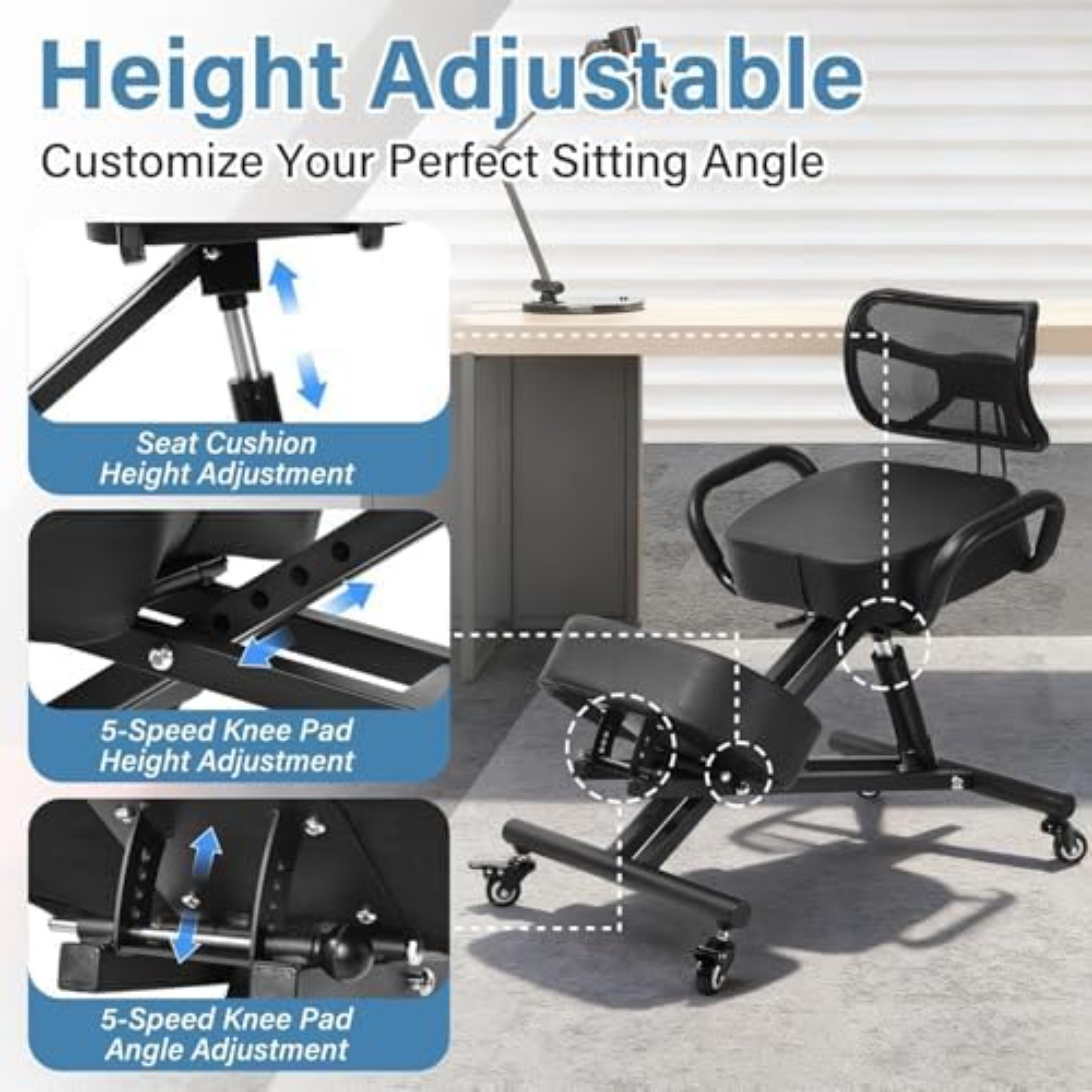 كرسي ركوع مريح قابل للتعديل مع - مراجعة Home Office Ergonomics وسعره