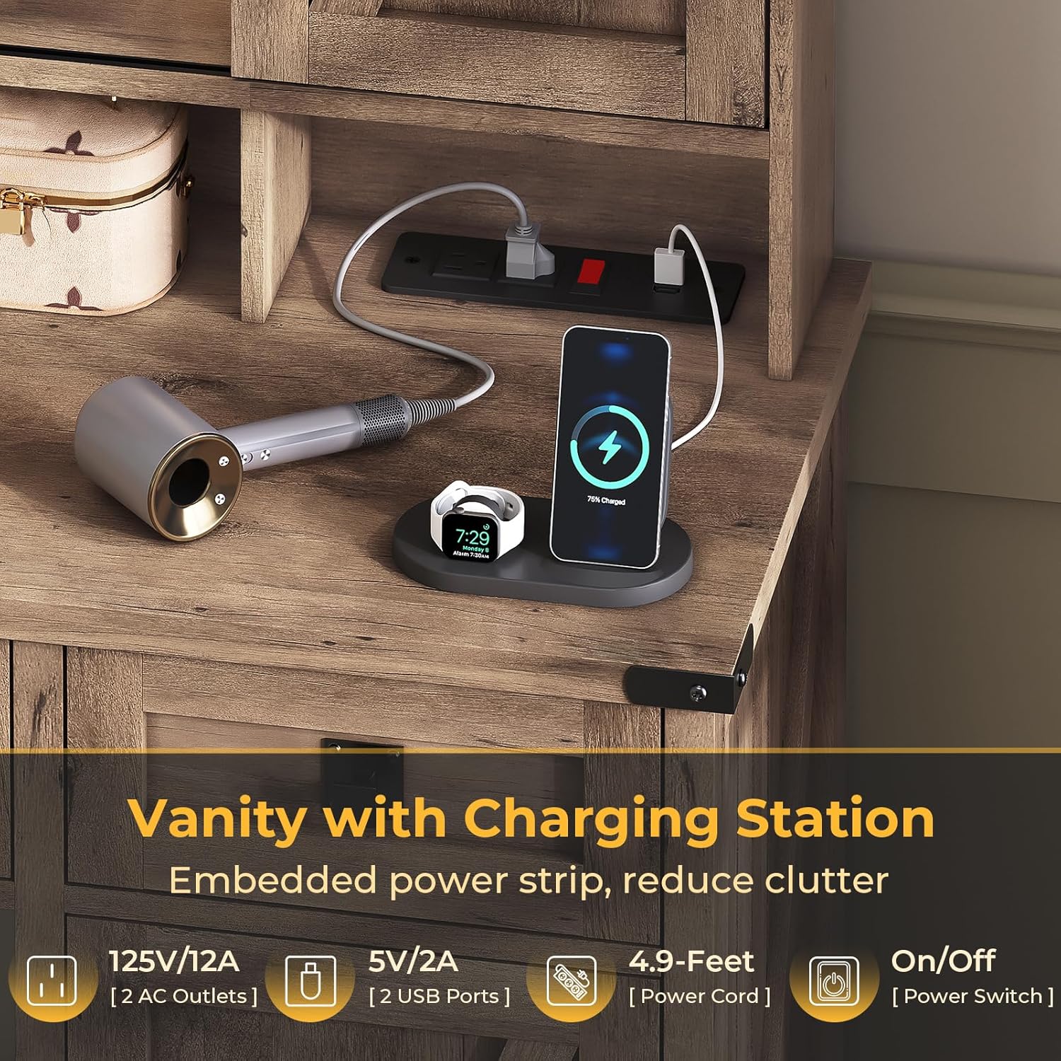 طاولة زينة لغرفة النوم بتصميم  - مراجعة Desk Charging Station وسعره