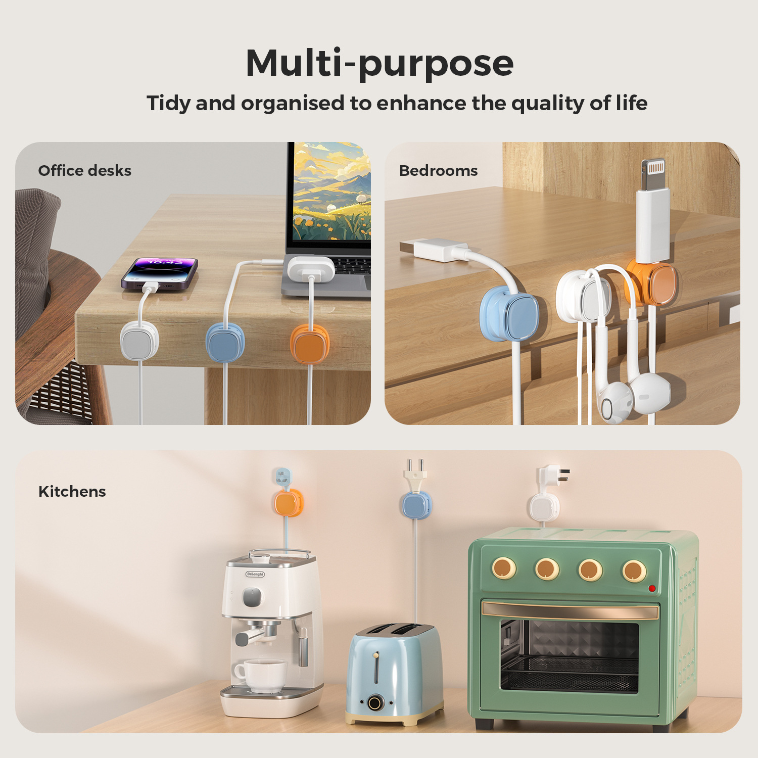 منظم كابلات لاصقة، مشبك كابل،  - مراجعة Home Office Organization وسعره