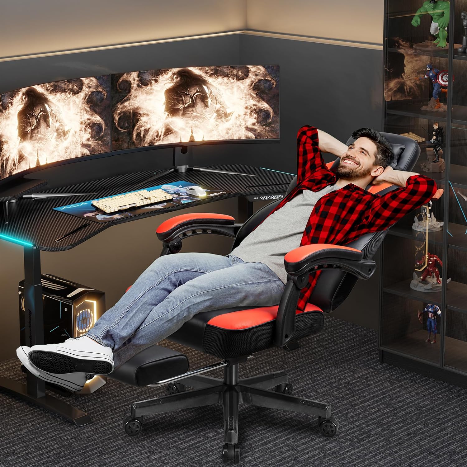 كرسي ألعاب مع مسند للقدمين، ود - مراجعة Home Office Ergonomics وسعره