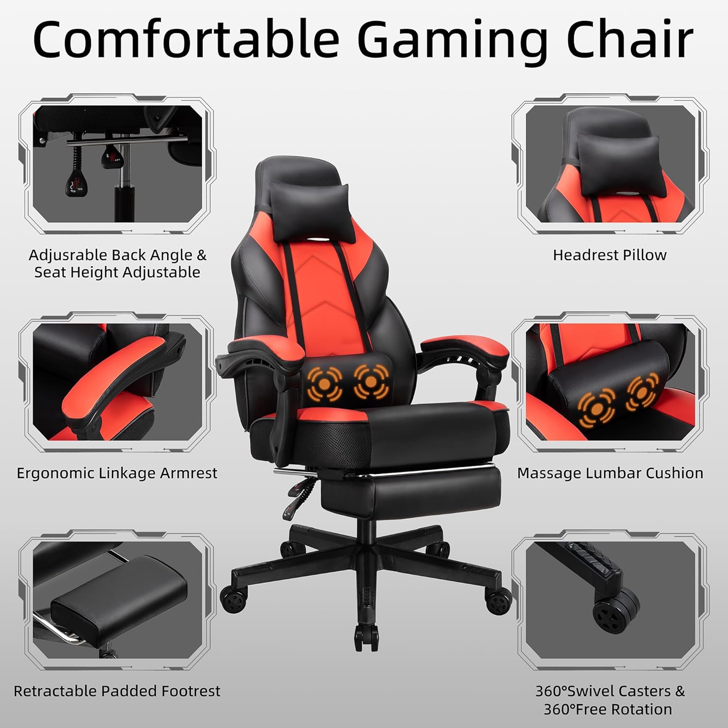 كرسي ألعاب مع مسند للقدمين، ود - مراجعة Home Office Ergonomics وسعره