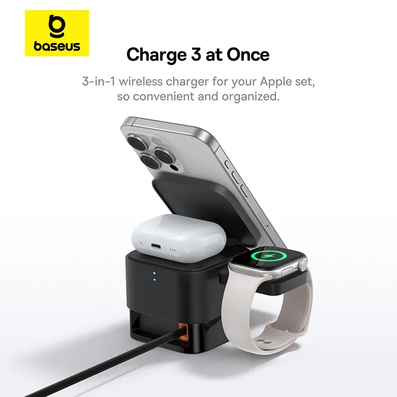Baseus 3 في 1 حامل شاحن لاسلكي - مراجعة Desk Charging Station وسعره