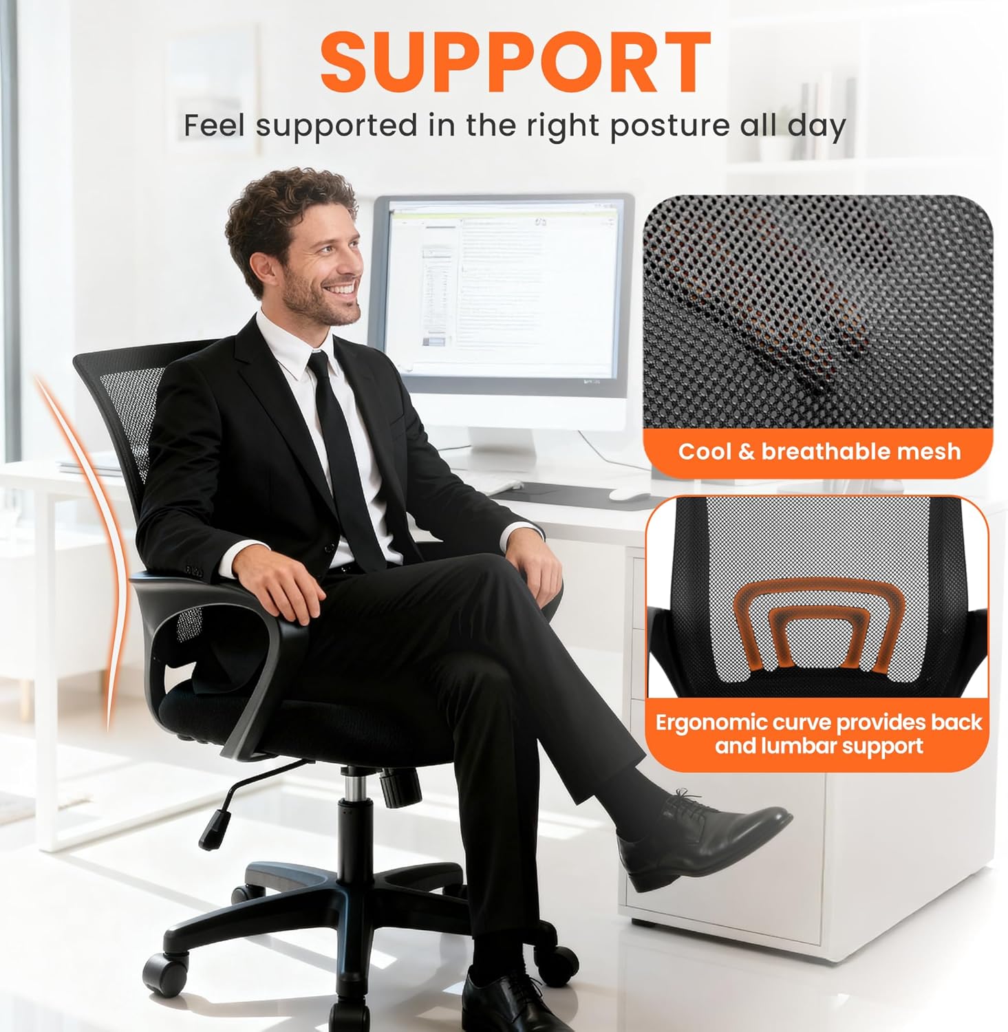 كرسي مكتب شبكي مريح مع دعم للظ - مراجعة Home Office Ergonomics وسعره