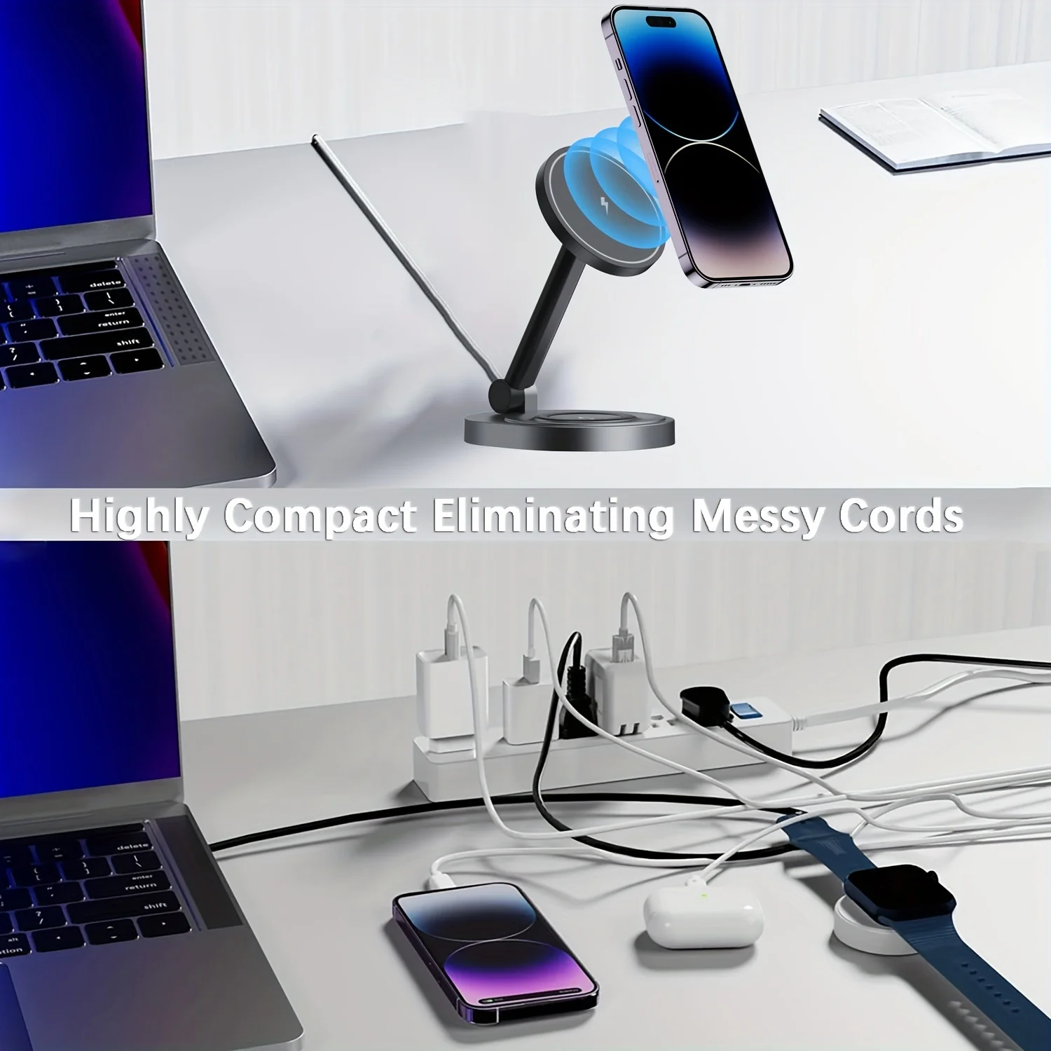 2 في 1 شاحن لاسلكي مغناطيسي حا - مراجعة Desk Charging Station وسعره