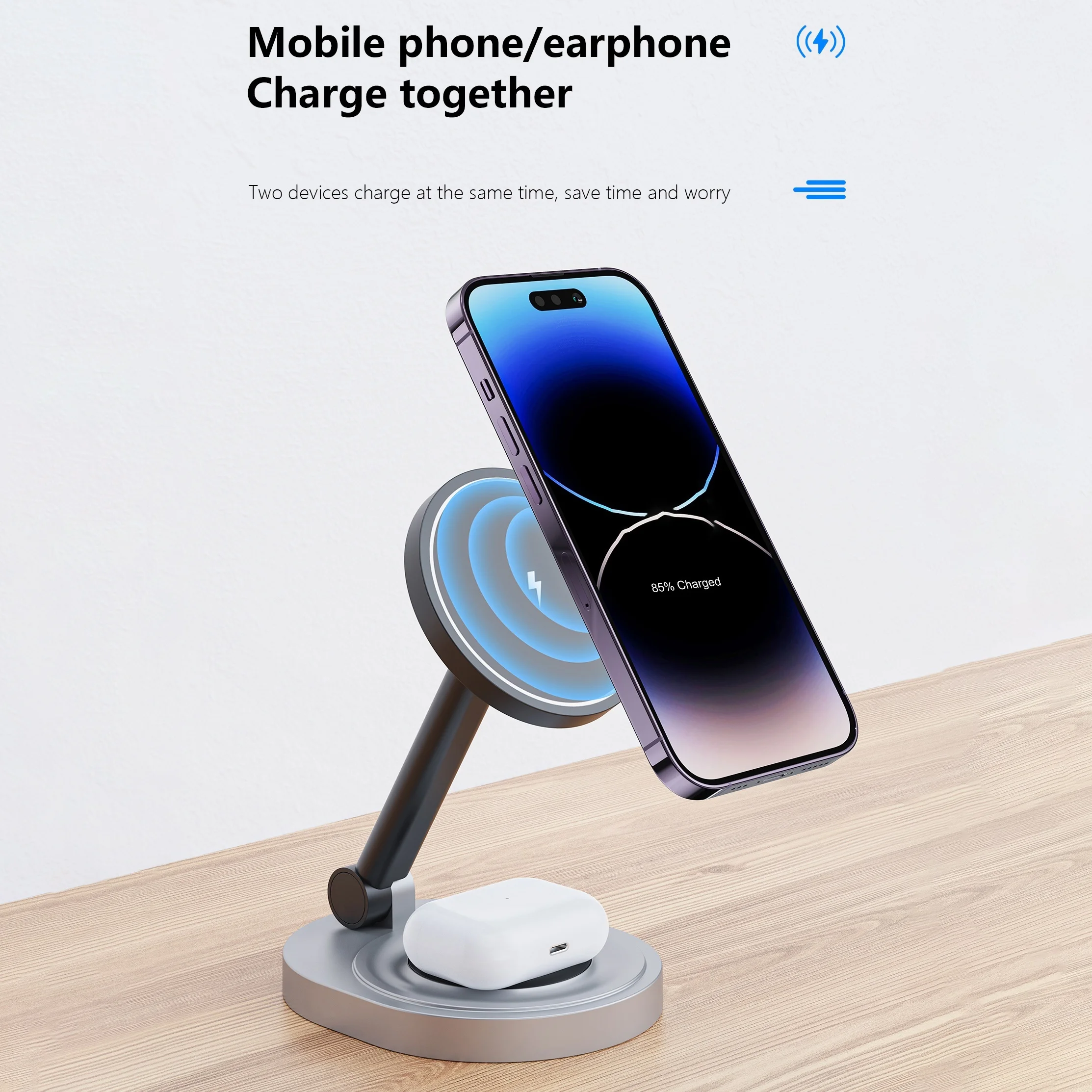 2 في 1 شاحن لاسلكي مغناطيسي حا - مراجعة Desk Charging Station وسعره