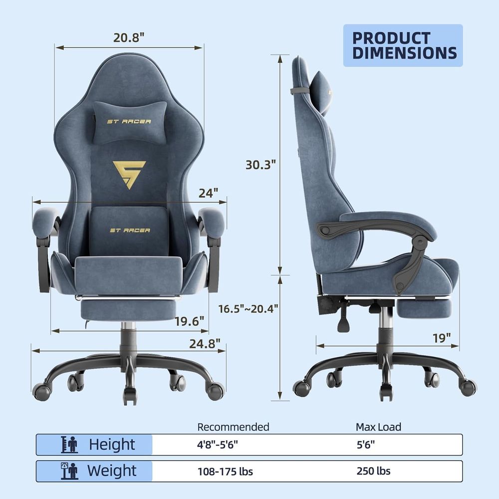 كرسي ألعاب مريح مع مسند للقدمي - مراجعة Home Office Ergonomics وسعره