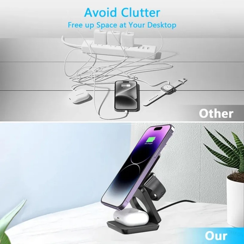 شاحن لاسلكي مغناطيسي قابل للطي - مراجعة Desk Charging Station وسعره