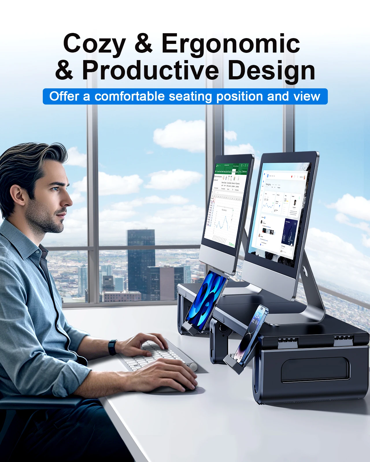 Oatsbasf حامل شاشة مزدوج ارتفا - مراجعة Monitor Riser Stand وسعره