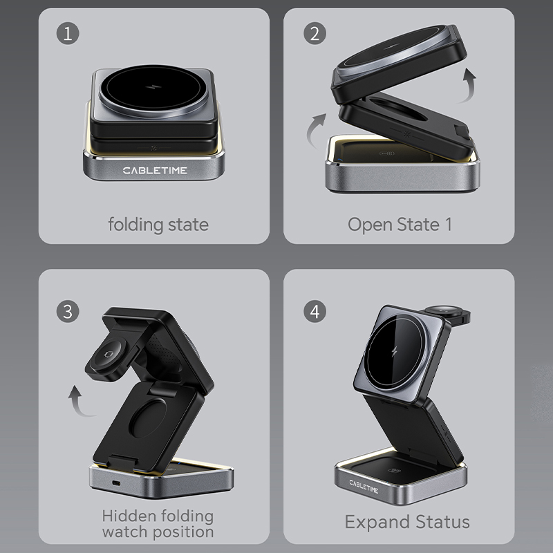 شاحن لاسلكي مغناطيسي قابل للطي - مراجعة Desk Charging Station وسعره